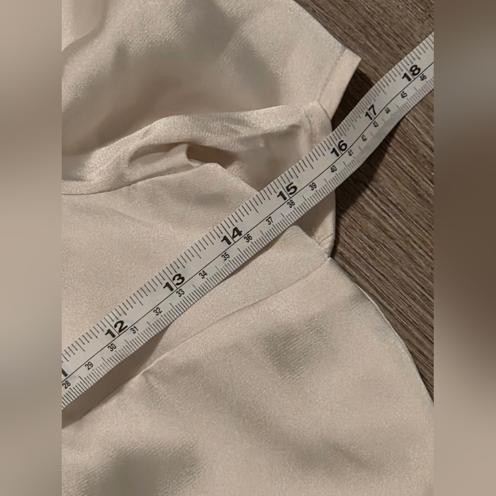 Express satin puff sleeve ruffle mini dress in a cream color. - Picture 8 of 9